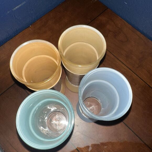 Vintage MCM Siesta Ware Tiki Bar Glasses Mahogany Wood Wrapped Set Of 4 - Picture 5 of 8